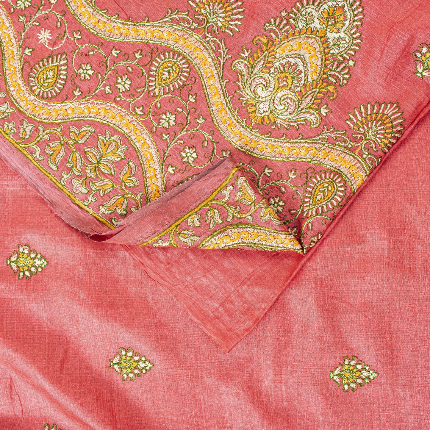 Sanskriti Vintage Pink Pure Silk Saree Hand Embroidered Suzani Sari 5+ YD Fabric