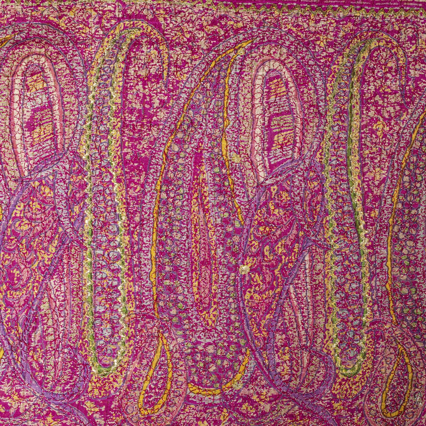 Sanskriti Vintage Saree Pink Pure Silk Paisley Embroidered Sari 6+YDCraft Fabric