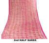 Sanskriti Vintage Saree Pink Pure Silk Paisley Embroidered Sari 6+YDCraft Fabric