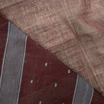 Sanskriti Vintage Saree Brown Pure Cotton Tant Handwoven Bengali Sari 5+YDFabric