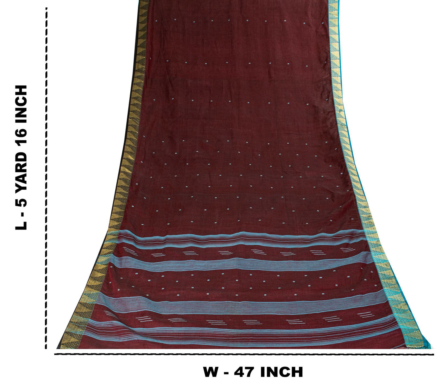 Sanskriti Vintage Saree Brown Pure Cotton Tant Handwoven Bengali Sari 5+YDFabric