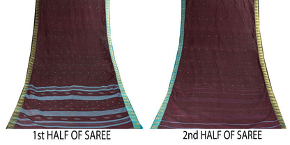 Sanskriti Vintage Saree Brown Pure Cotton Tant Handwoven Bengali Sari 5+YDFabric