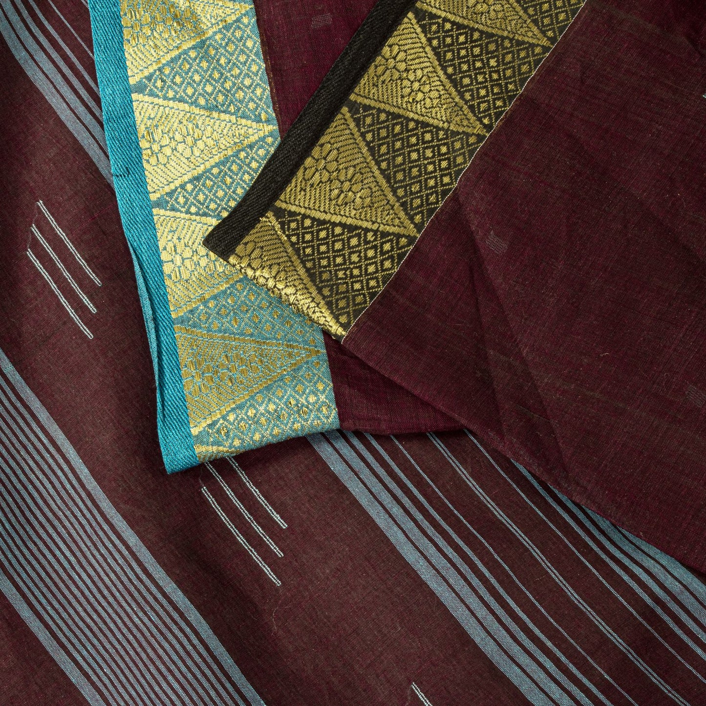 Sanskriti Vintage Saree Brown Pure Cotton Tant Handwoven Bengali Sari 5+YDFabric