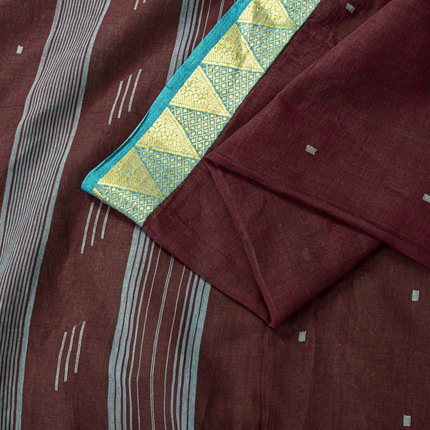Sanskriti Vintage Saree Brown Pure Cotton Tant Handwoven Bengali Sari 5+YDFabric