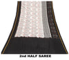 Sanskriti Vintage Gray-Black Pure Cotton Saree Hand Ikat Woven 5 YD Craft Fabric