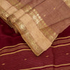 Sanskriti Vintage Red-Brown Pure Cotton Saree Hand Woven Tant Bengal 5+YD Fabric