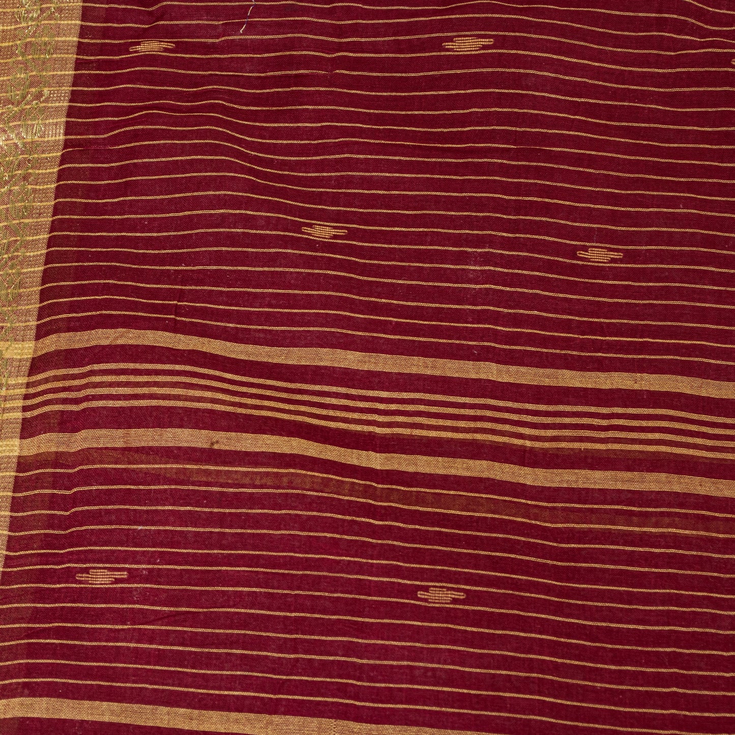 Sanskriti Vintage Red-Brown Pure Cotton Saree Hand Woven Tant Bengal 5+YD Fabric