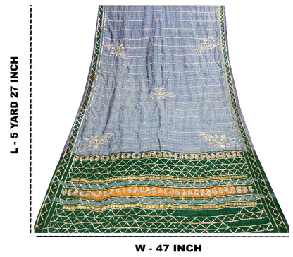 Sanskriti Vintage Purple-Green Pure Silk Saree Hand Bead Zari Woven 5+YD Fabric
