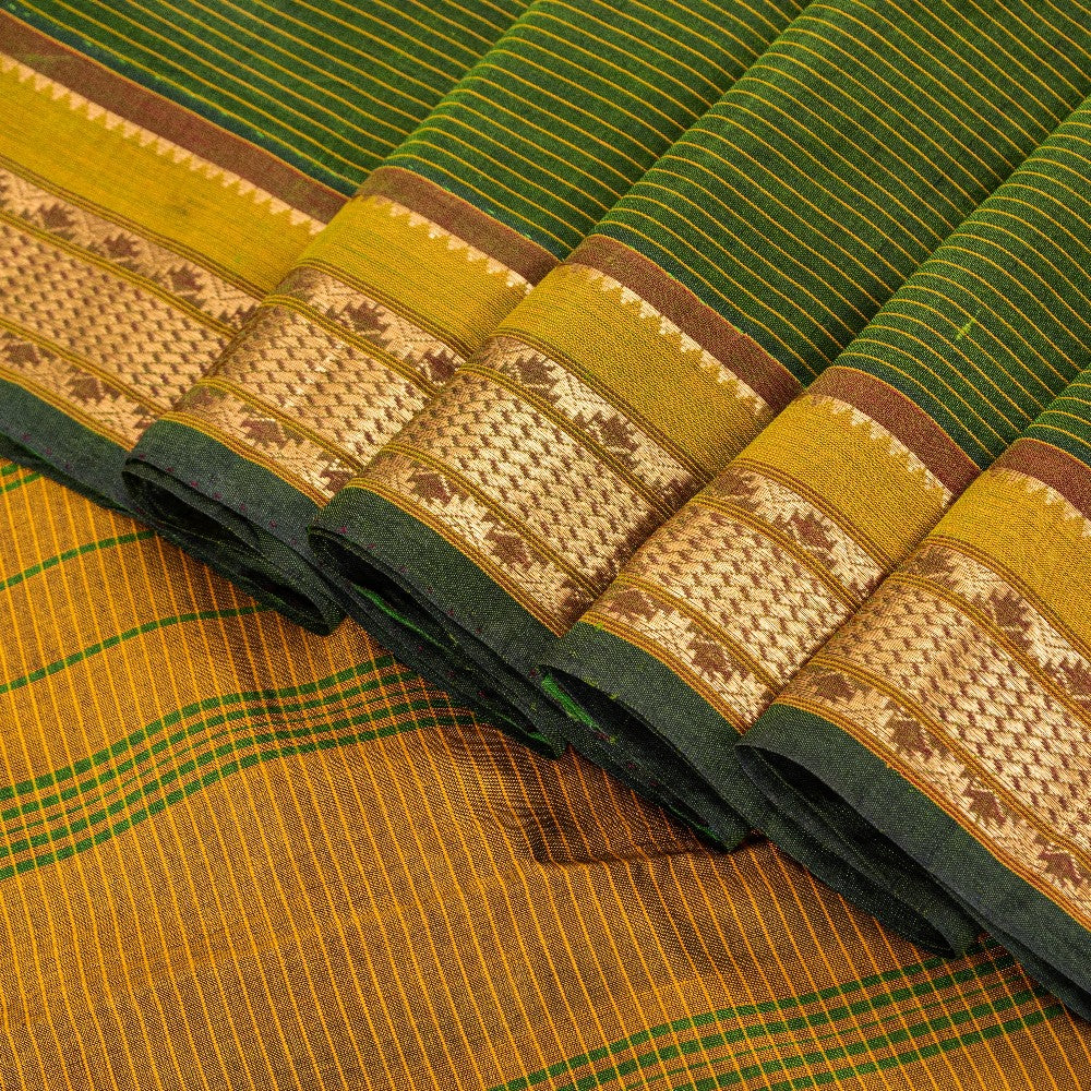 Sanskriti Vintage Green Cotton Silk Saree Handcraft ChettinadTamilnadu 5+YDCraft