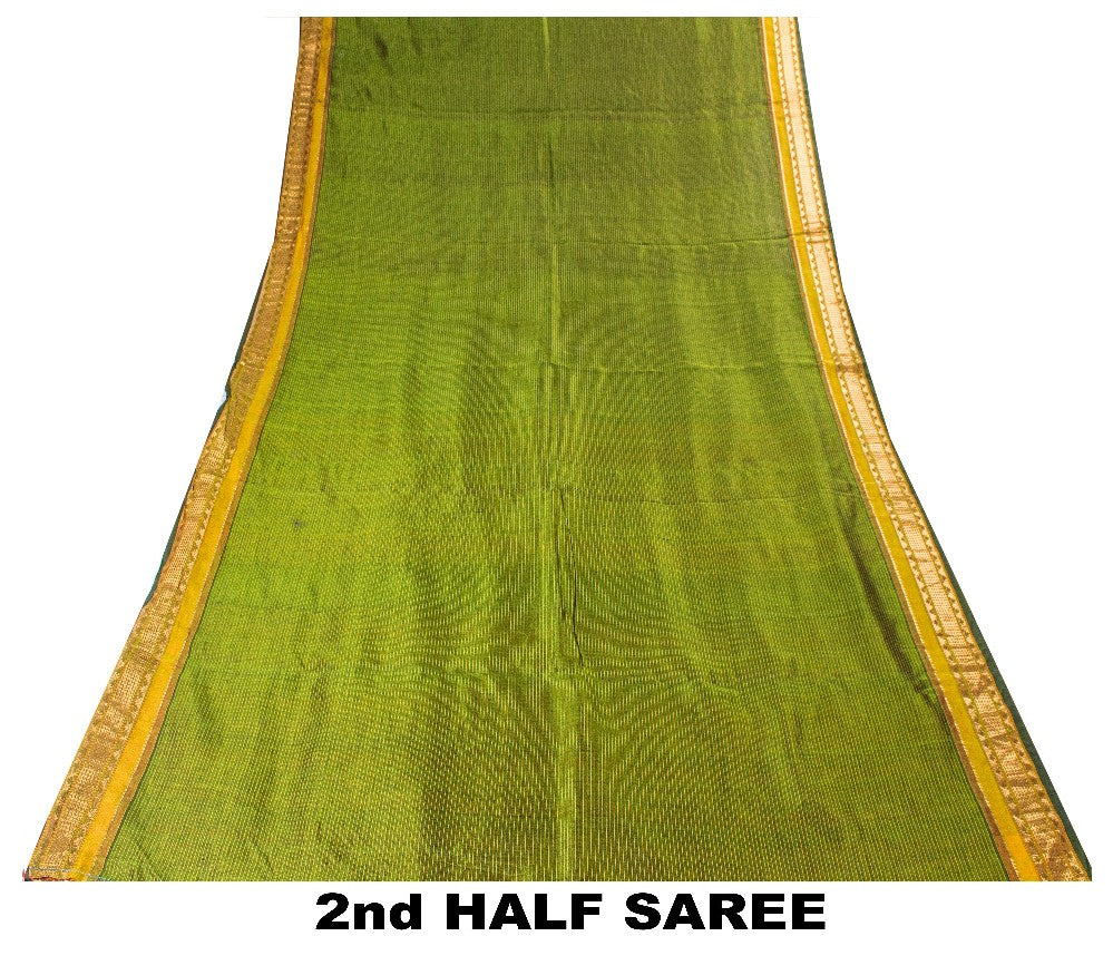 Sanskriti Vintage Green Cotton Silk Saree Handcraft ChettinadTamilnadu 5+YDCraft