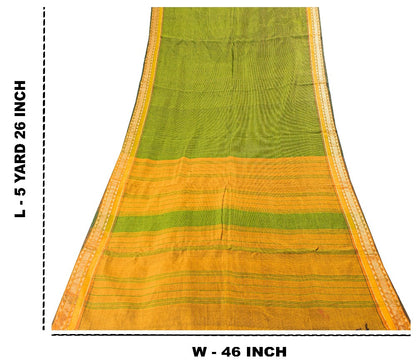 Sanskriti Vintage Green Cotton Silk Saree Handcraft ChettinadTamilnadu 5+YDCraft