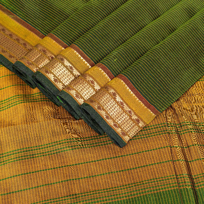 Sanskriti Vintage Green Cotton Silk Saree Handcraft ChettinadTamilnadu 5+YDCraft