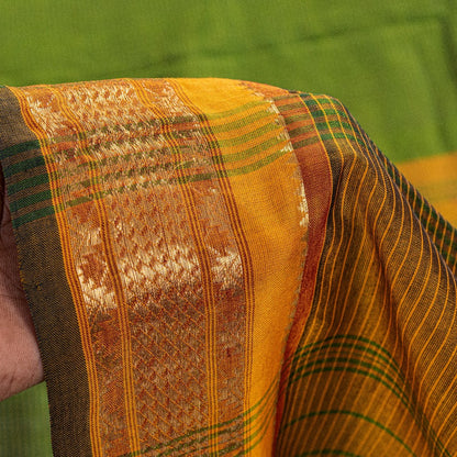 Sanskriti Vintage Green Cotton Silk Saree Handcraft ChettinadTamilnadu 5+YDCraft