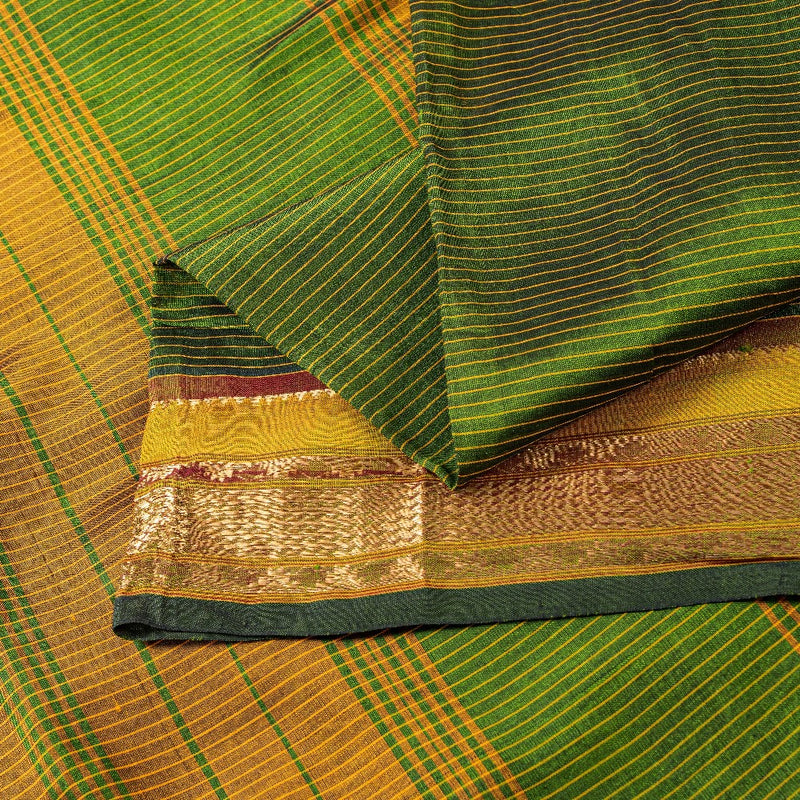 Sanskriti Vintage Green Cotton Silk Saree Handcraft ChettinadTamilnadu 5+YDCraft