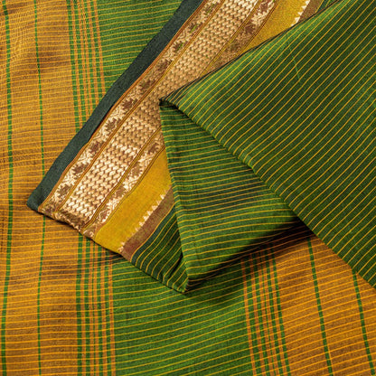 Sanskriti Vintage Green Cotton Silk Saree Handcraft ChettinadTamilnadu 5+YDCraft