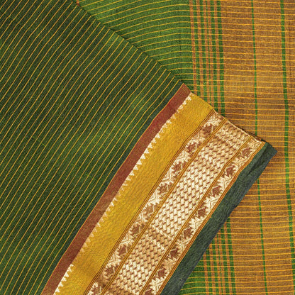 Sanskriti Vintage Green Cotton Silk Saree Handcraft ChettinadTamilnadu 5+YDCraft