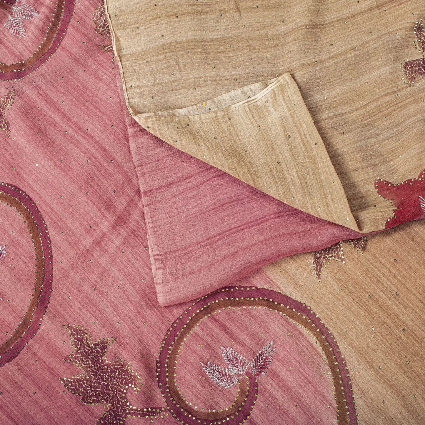 Sanskriti Vintage Saree Pink Pure Georgette Silk Embroidered Kamdani MukaishSari