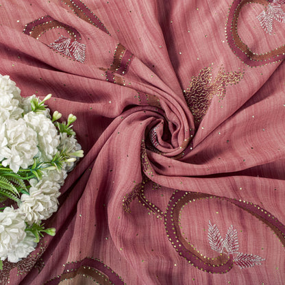 Sanskriti Vintage Saree Pink Pure Georgette Silk Embroidered Kamdani MukaishSari