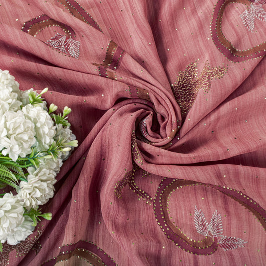 Sanskriti Vintage Saree Pink Pure Georgette Silk Embroidered Kamdani MukaishSari