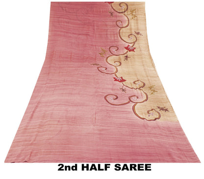 Sanskriti Vintage Saree Pink Pure Georgette Silk Embroidered Kamdani MukaishSari
