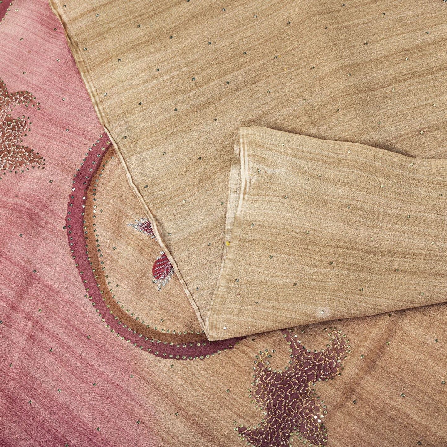 Sanskriti Vintage Saree Pink Pure Georgette Silk Embroidered Kamdani MukaishSari