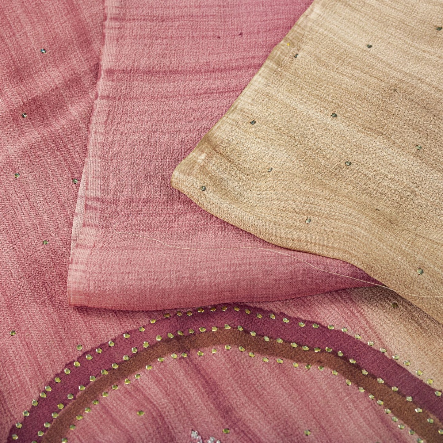 Sanskriti Vintage Saree Pink Pure Georgette Silk Embroidered Kamdani MukaishSari