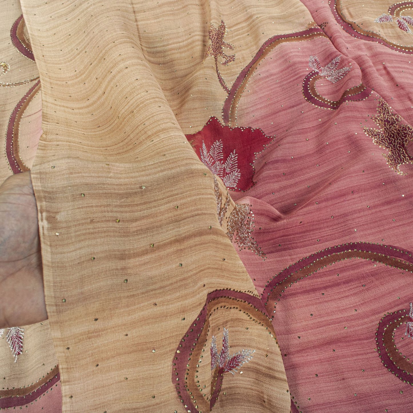 Sanskriti Vintage Saree Pink Pure Georgette Silk Embroidered Kamdani MukaishSari