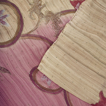 Sanskriti Vintage Saree Pink Pure Georgette Silk Embroidered Kamdani MukaishSari