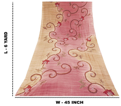 Sanskriti Vintage Saree Pink Pure Georgette Silk Embroidered Kamdani MukaishSari