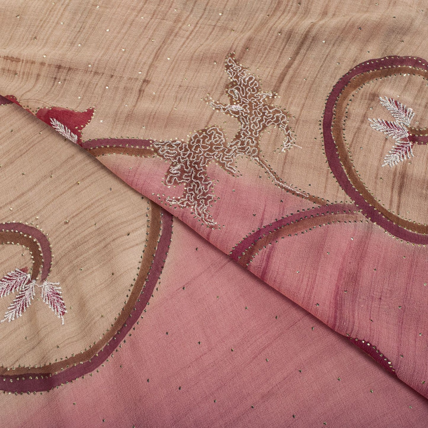 Sanskriti Vintage Saree Pink Pure Georgette Silk Embroidered Kamdani MukaishSari