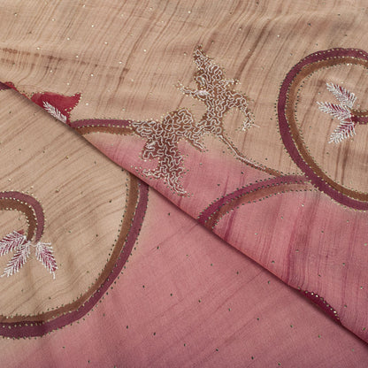 Sanskriti Vintage Saree Pink Pure Georgette Silk Embroidered Kamdani MukaishSari