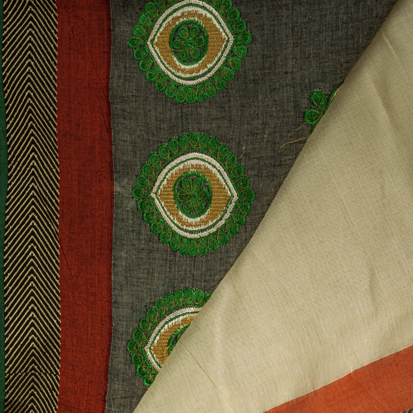 Sanskriti Vintage White-Gray Pure Cotton Saree Embroidered Sari 5.5+Craft Fabric