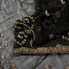 Sanskriti Vintage Black Net Mesh Saree Hand Embroidered Zardozi Zari 5+YD Fabric