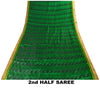 Sanskriti Vintage Green-Golden Pure Silk Saree Brocade Woven Sari 5.5+ Yd Fabric