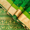 Sanskriti Vintage Green-Golden Pure Silk Saree Brocade Woven Sari 5.5+ Yd Fabric
