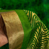Sanskriti Vintage Green-Golden Pure Silk Saree Brocade Woven Sari 5.5+ Yd Fabric