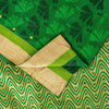 Sanskriti Vintage Green-Golden Pure Silk Saree Brocade Woven Sari 5.5+ Yd Fabric