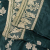 Sanskriti Vintage Green Pure Silk Saree Hand Woven Sari West Bengal 6+YD Fabric