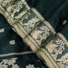 Sanskriti Vintage Green Pure Silk Saree Hand Woven Sari West Bengal 6+YD Fabric