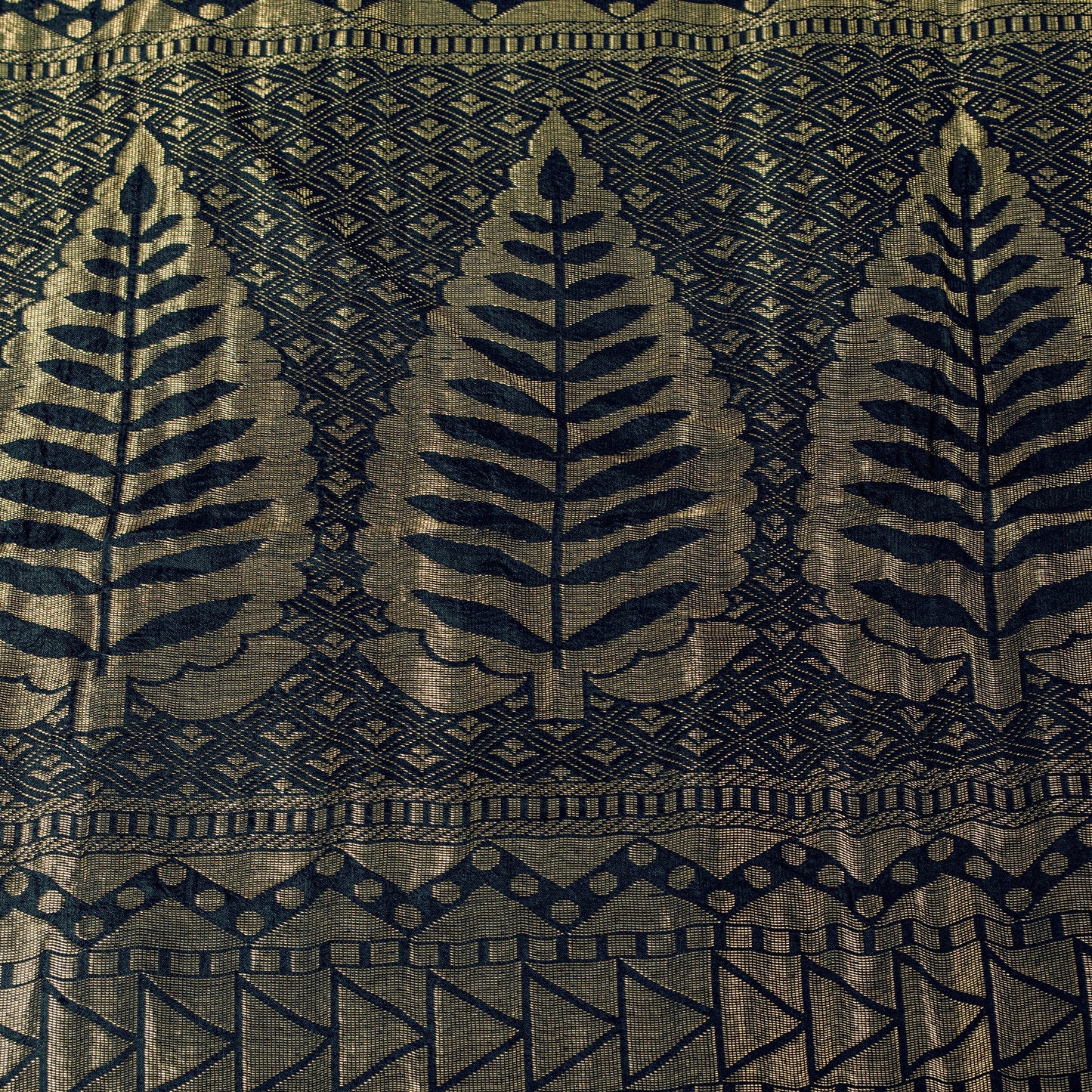 Sanskriti Vintage Black Pure Silk Saree Golden Woven Sari 5.5+YD Craft Fabric