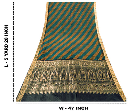 Sanskriti Vintage Black Pure Silk Saree Golden Woven Sari 5.5+YD Craft Fabric