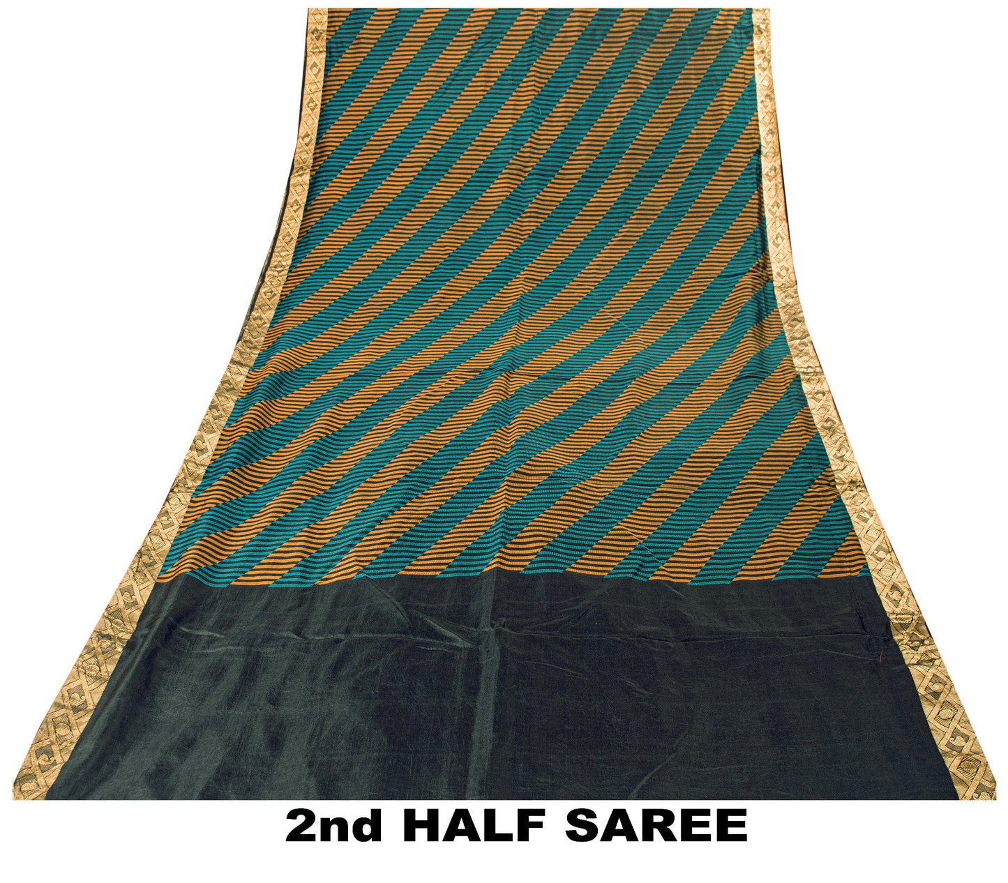 Sanskriti Vintage Black Pure Silk Saree Golden Woven Sari 5.5+YD Craft Fabric