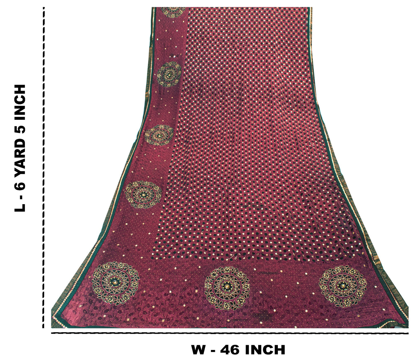 Sanskriti Vintage Wine Pure Silk Saree Hand Beaded Zari Velvet Patch 6+YD Fabric