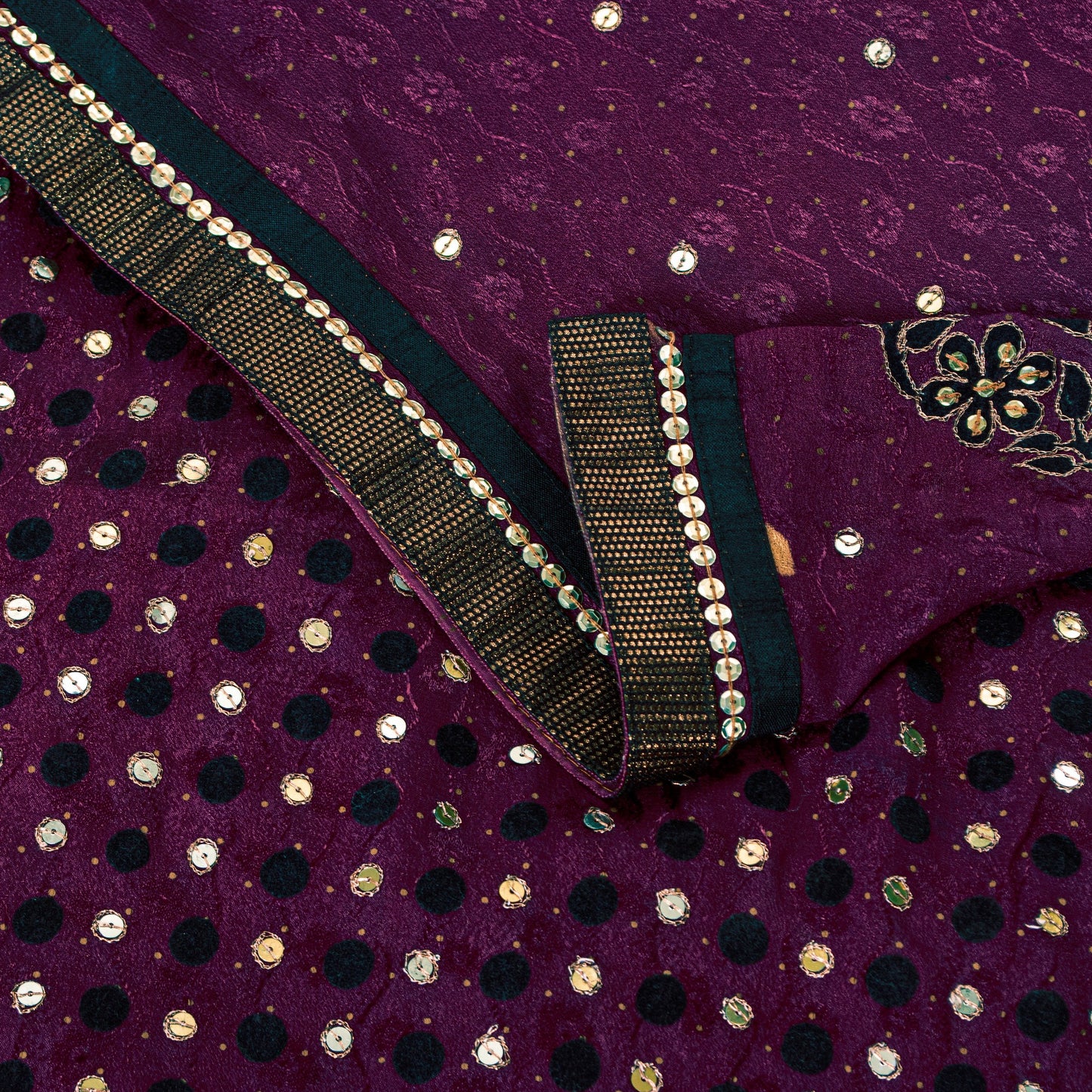 Sanskriti Vintage Wine Pure Silk Saree Hand Beaded Zari Velvet Patch 6+YD Fabric