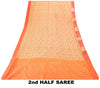Sanskriti Vintage Orange 100%Pure Silk Saree Hand Woven Sari 5.5+YD Craft Fabric