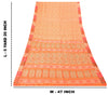 Sanskriti Vintage Orange 100%Pure Silk Saree Hand Woven Sari 5.5+YD Craft Fabric