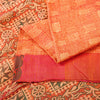 Sanskriti Vintage Orange 100%Pure Silk Saree Hand Woven Sari 5.5+YD Craft Fabric