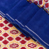 Sanskriti Vintage Red-Blue Pure Cotton Saree Hand Woven Ikat Printed 5+YD Fabric