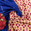 Sanskriti Vintage Red-Blue Pure Cotton Saree Hand Woven Ikat Printed 5+YD Fabric