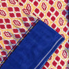 Sanskriti Vintage Red-Blue Pure Cotton Saree Hand Woven Ikat Printed 5+YD Fabric